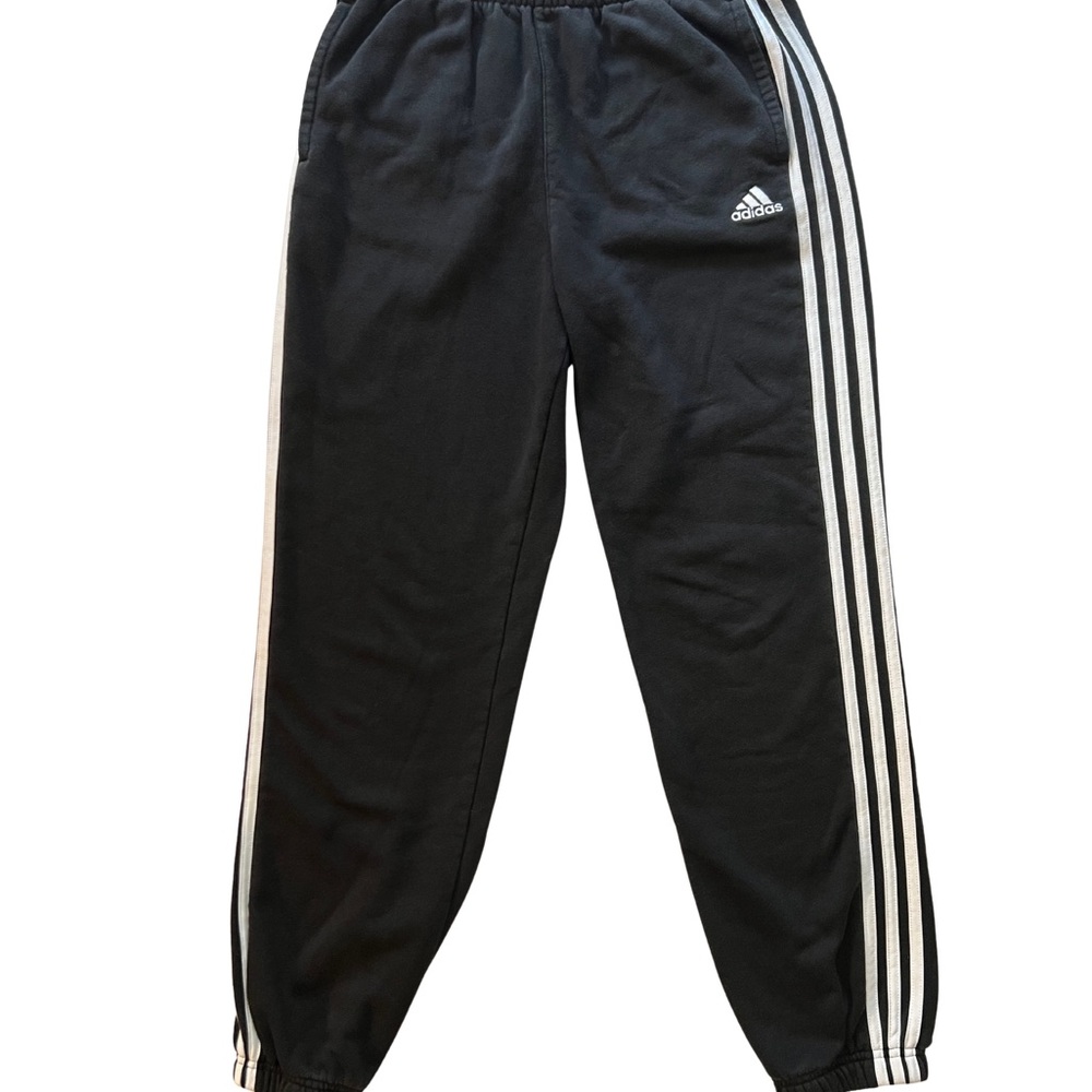 Adidas Youth Sweatpants Medium Black with White Stripes 27x28 Unisex